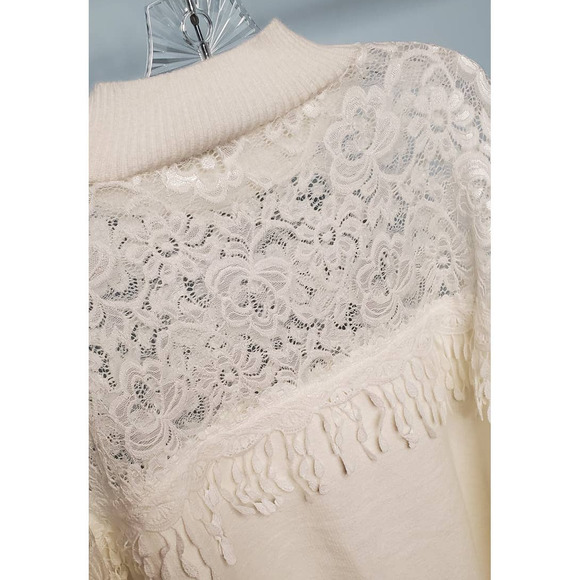 NWT! Racheal Super Soft Let It Snow Chic Lace-Detail Cream Sweater Plus Size 3XL - Picture 6 of 9